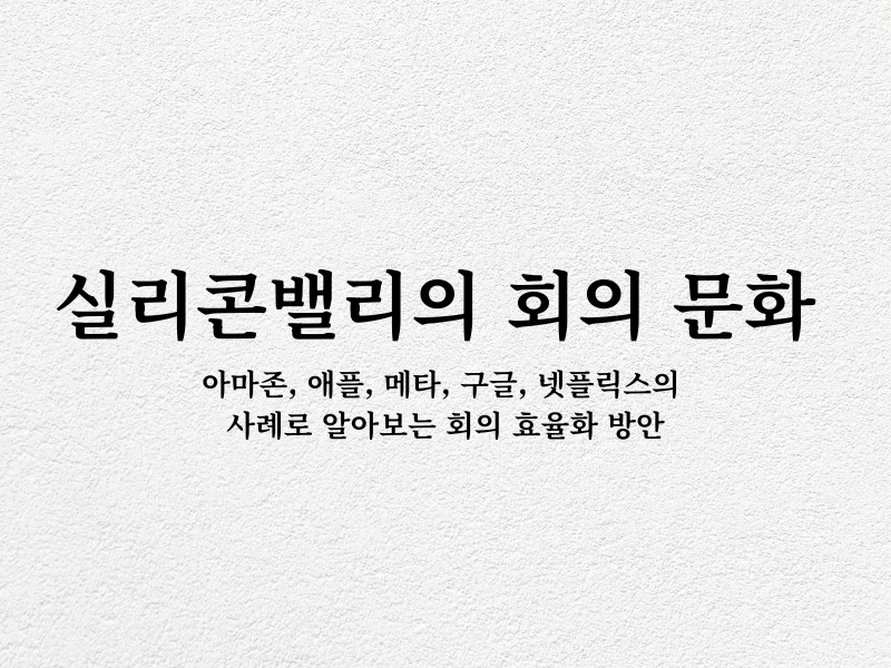 실리콘밸리의 회의 문화